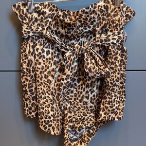 Nanushka Leopard Print High Waist Shorts